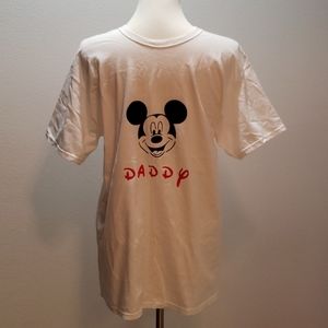 DISNEY MENS LARGE MICKEY MOUSE CASUAL DADDY WHITE SHORT SLEEVE COTTON T-SHIRT